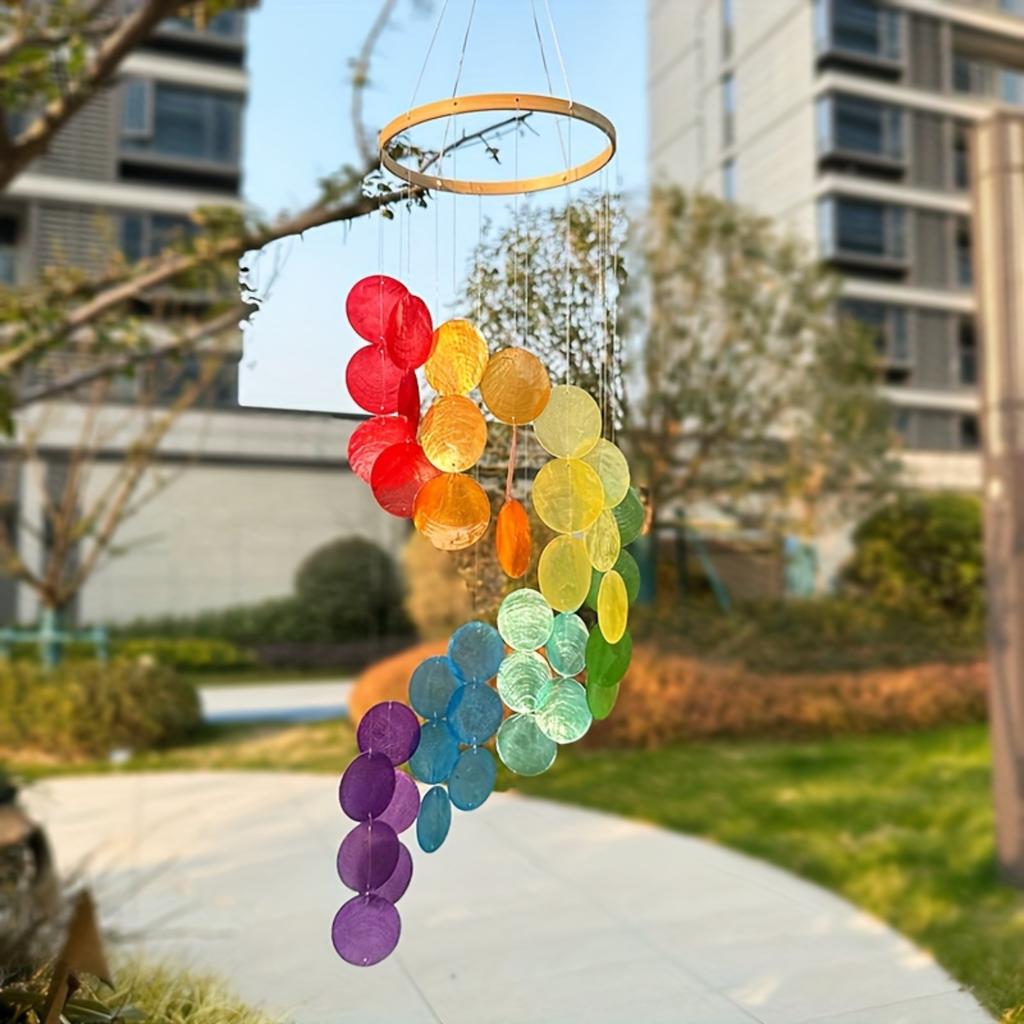 1pc, Spiral Hanging Decoration With Natural Seashell Wind Chimes For Balcony Decoration, Seaside-themed Nursery Hanging Decorati