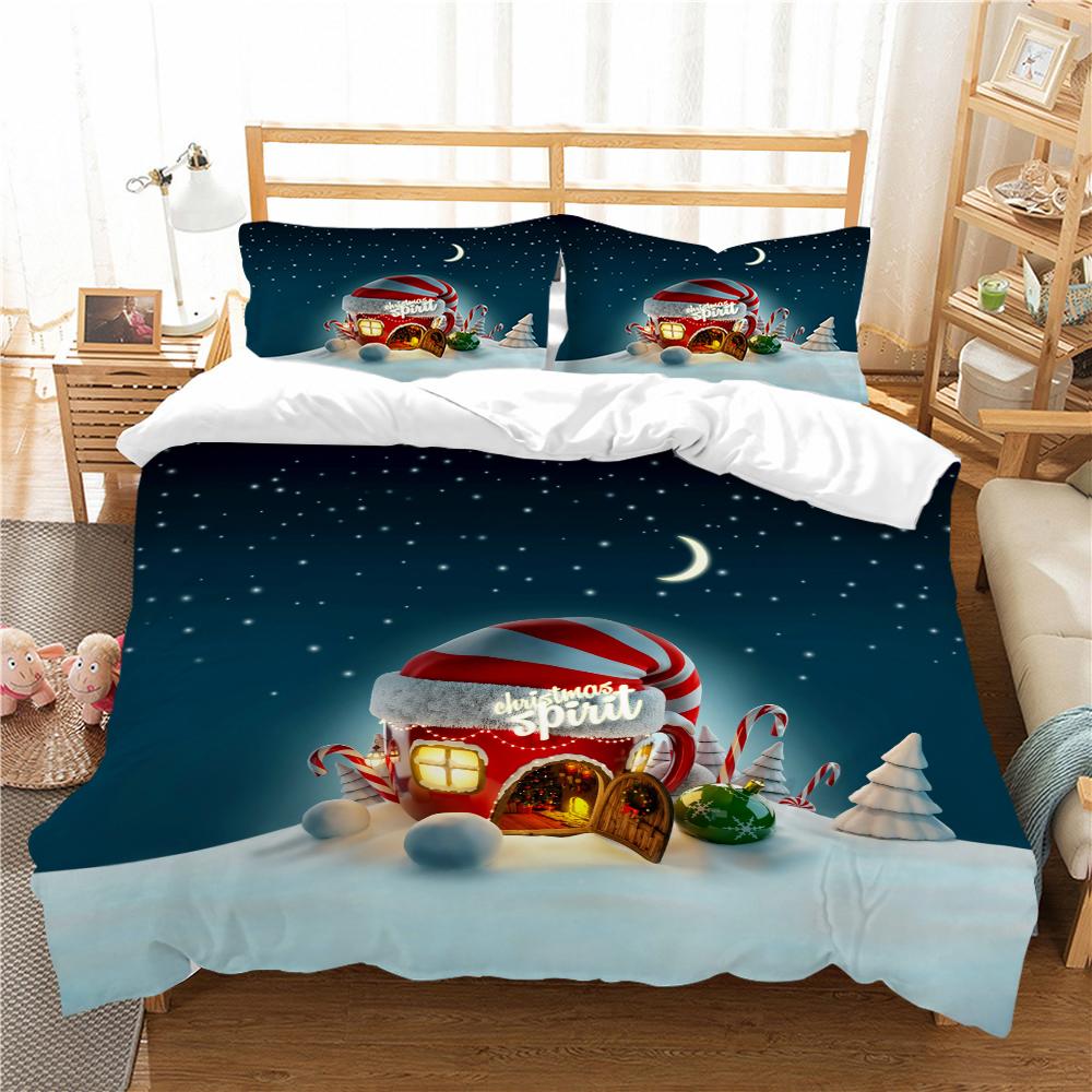 Christmas Deluxe Home Bedding Set Quilt Cover Pillowcase Bedroom Bedding Set Duvet Cover Full Size Bedspread