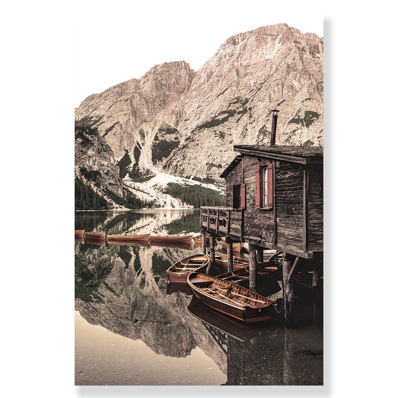 Пейзаж с цветком, картина на холсте, настенная живопись, осенний пейзаж, горное озеро, трава, постер и принт для современного домашнего декора стен