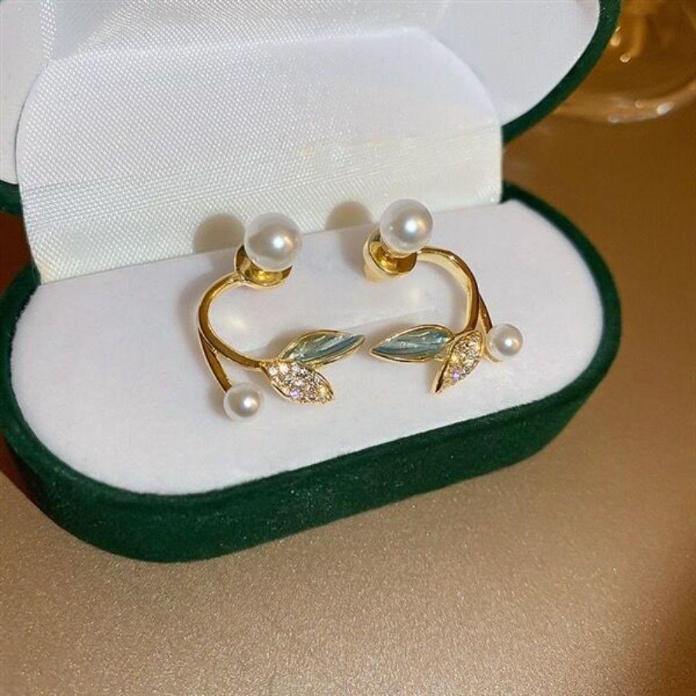 Earrings Tulip Rhinestone Jewelry Pearl Stud Earrings Korean Style Earrings Women Zinc Zinc Alloy Earrings