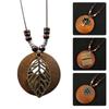 1PC Dress Necklace Gift Beaded Pendant Wooden Long Chain Sweater Necklace Vintage