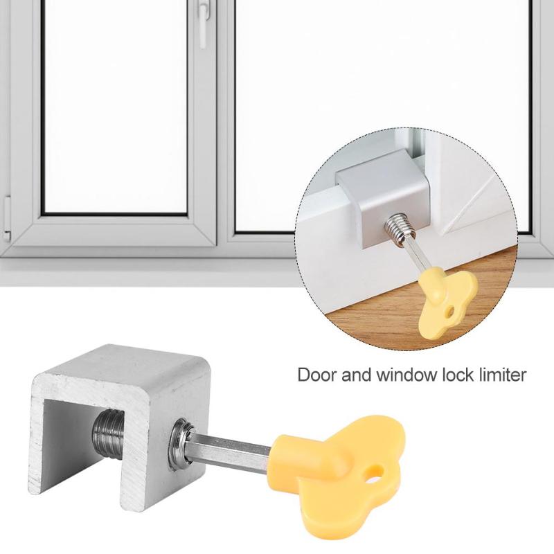 Security Anti-theft Key Lock Aluminum Alloy Window Sliding Doors Restrictor Door Household Hardware for Baby Kids Safety
