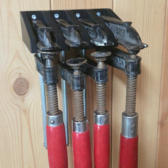 Parallel Clamp Rack Wall-Mounted Clamps Holder Stores Up to 4 Woodworking Clamps Bar Clamps Organizer for Workshop Shed