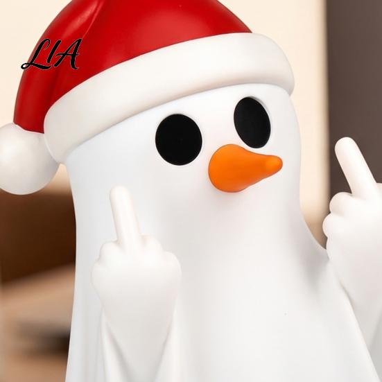 Home Office Desktop Decor Christmas Ghost Pen Holder with Santa Hat, Funny Organizer, Creative Storage Cup Halloween Tabletop Statue, Holiday