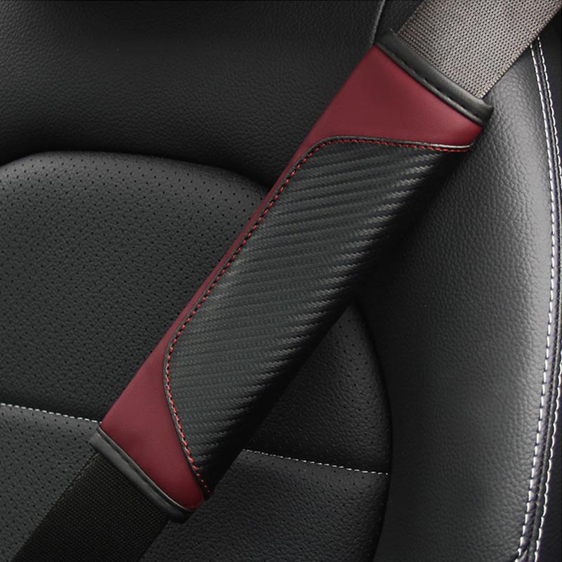 Luxury Car Seat Belt Cover Carbon Fiber Leather Universal Auto Seat Belt Decor Covers Shoulder Pad Car Interior Accessories