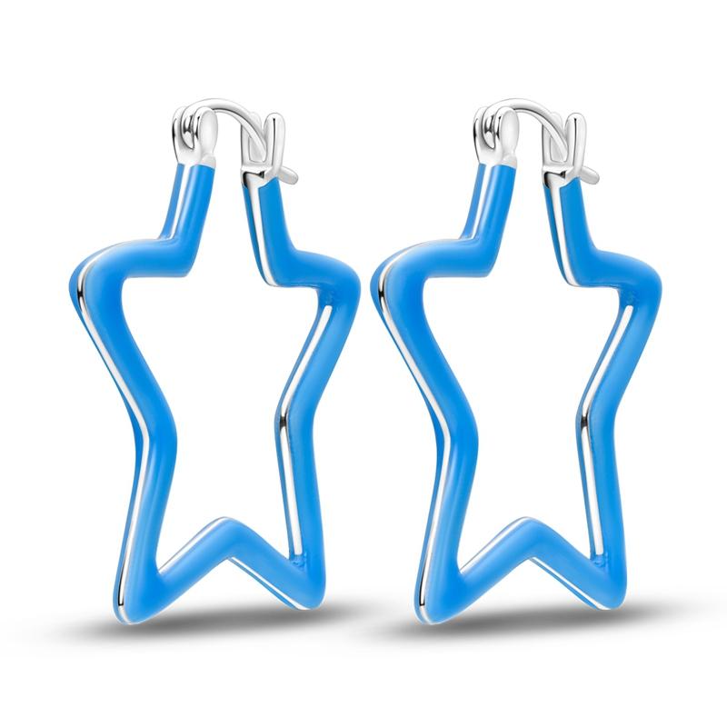 Серьги-кольца с синим цирконием для женщин, серебро 925 пробы, оригинальные серьги с цирконием, серьги U-образной формы, звезда, луна, роскошные ювелирные изделия, подарок