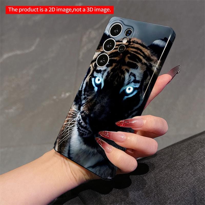 2DFlat Samsung phone case Glowing Eyes Tiger Portrait Phone Case Applicable to Galaxy S23 S24 S25ULTRA S26 A12 A14 A15 A16 A54 A55