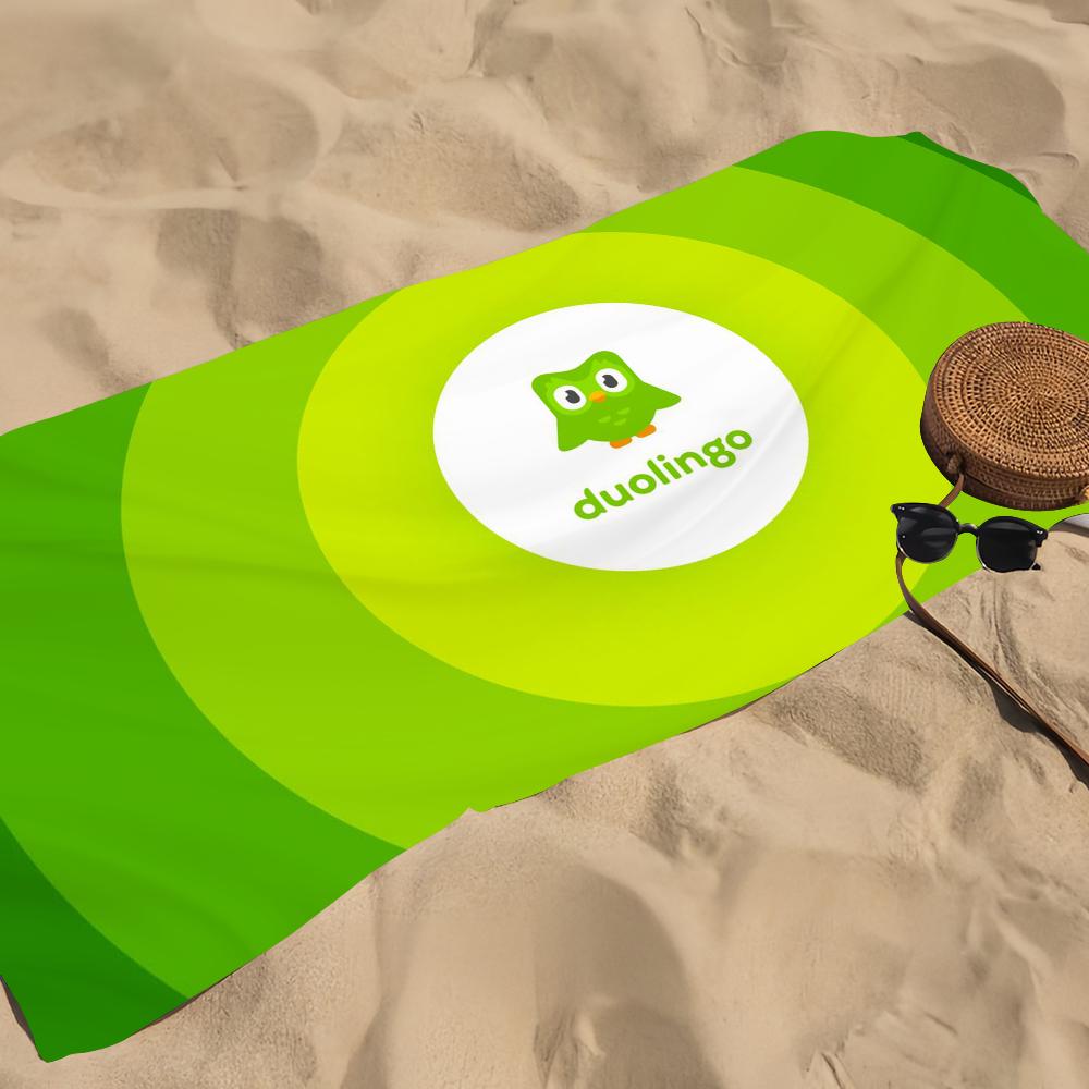 Мультяшное D-Duolingo ИИ Полотенце Пляжное Полотенце Большого Размера Быстросохнущее Полотенце Впитывающее Мягкое Для Плавания Пляжные Полотенца для Мужчин Женщин