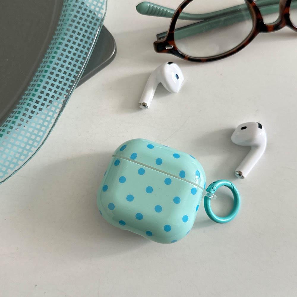 Милый небесно-голубой чехол для AirPods Pro 2 AirPods 4 3 2 1 Милый синий узор в горошек Мягкий чехол для наушников AirPods Pro3