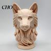 Modern Wolf Head Decor 3D Printed Figurine, Realistic Statue with Round Animal Sculpture Base, Wild for Home Office Bookshelf