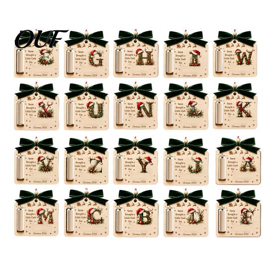 Holiday Money Gift Box for Students Personalized Letter Christmas Holder Cash, Wooden Alphabet Hanging Cash Creative Birthday Party Ornament