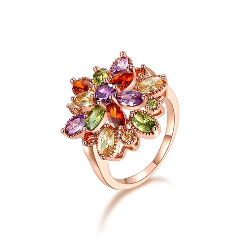 Кольцо Dudu Butterfly Zircon Rose для женщин - Модная бижутерия в европейском и американском стиле из розового золота с дизайном «Дракон-девушка и цветок»