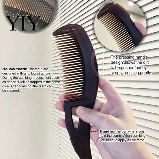 Hair Grooming Comb 2Pcs Scalp Massage Dandruff Comb, Self-Cleaning Oil Buildup Removal Exfoliator Hollow Tooth Detangling for Men Women Set