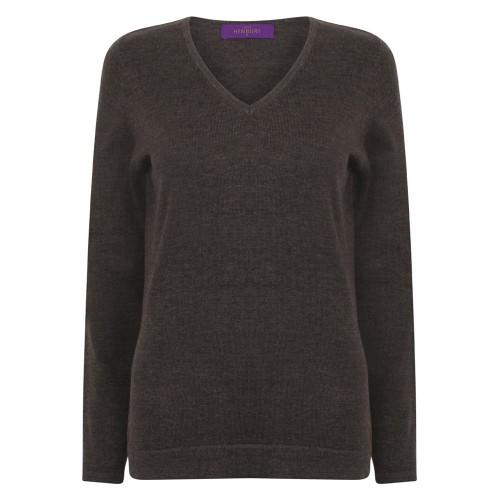 Henbury Womens/Ladies Cotton Acrylic V Neck Sweatshirt