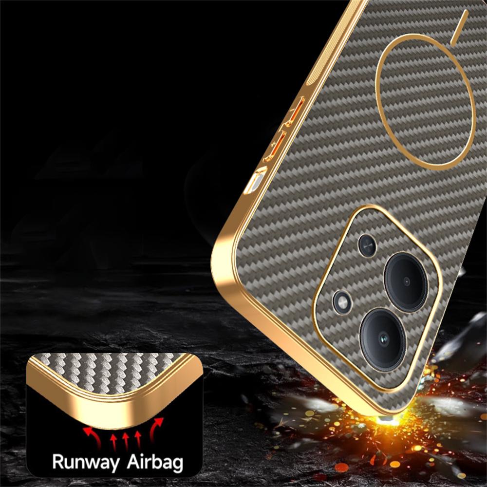 Phone Case For Xiaomi Redmi 15C 4G (EU) (173mm)/15C 5G (EU) (173mm)/Poco C85 4G (173mm) Carbon Fiber Textured Electroplated TPU Back Cover