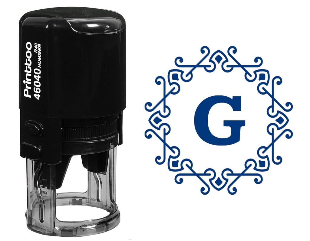 Printtoo Octagon Celtic Swirl Frame G Alphabet Monogram Office Stationary R-40 Self Inking Rubber