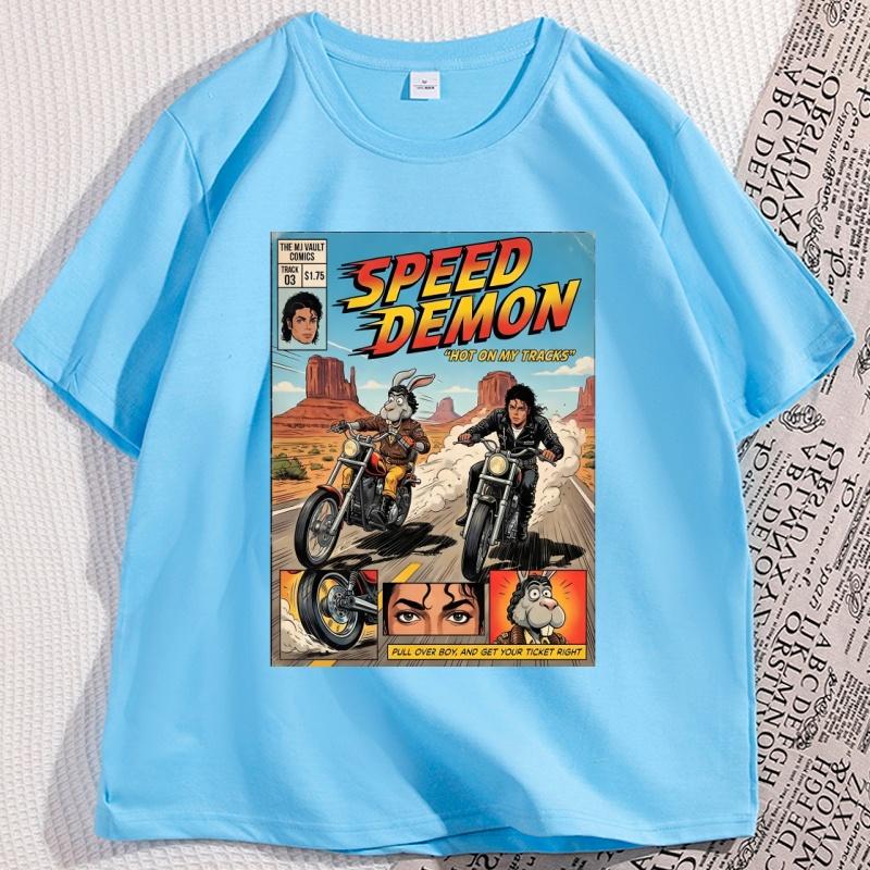 Funny Michael Jackson Comic Tee Graphic T Shirts Cotton Short Sleeve Round Neck Printed Tshirts Unisex Loose Streetwear Clothes