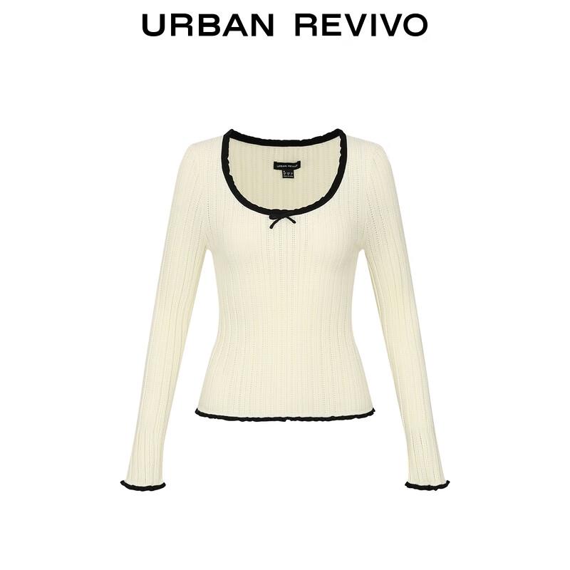 Женский трикотажный топ UR с цветными блоками, оборками и бантом