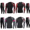 Men's Sport Print Compression Set: Long Sleeve Top & Running Tights for Basketball & Outdoor Fitness