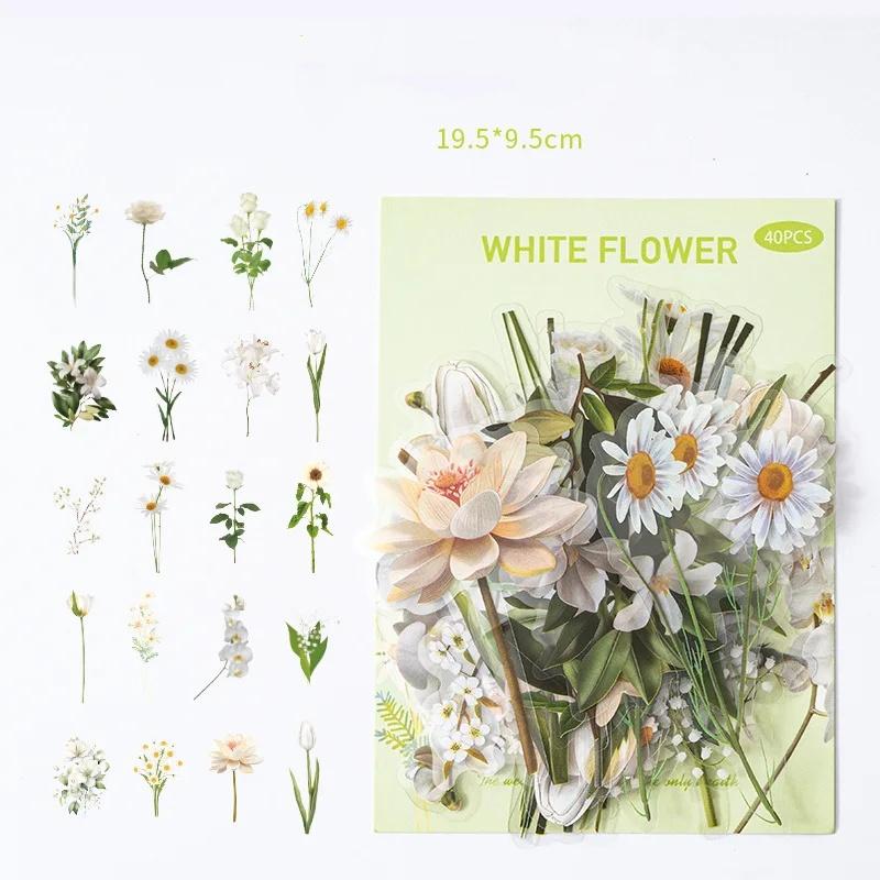 Ботанические наклейки с цветами Набор Наклейки-бабочки Природа Наклейки для ведения журнала Эстетичные DIY Скрапбукинг Instagram Винтажная наклейка с растением