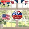 2D Flat 20cm1pc God Bless American Sign USA Flag Cap&Stars Patterns Round Wooden Pendant, Celebrate Independence Day Party Decoration Wood Crafted Art