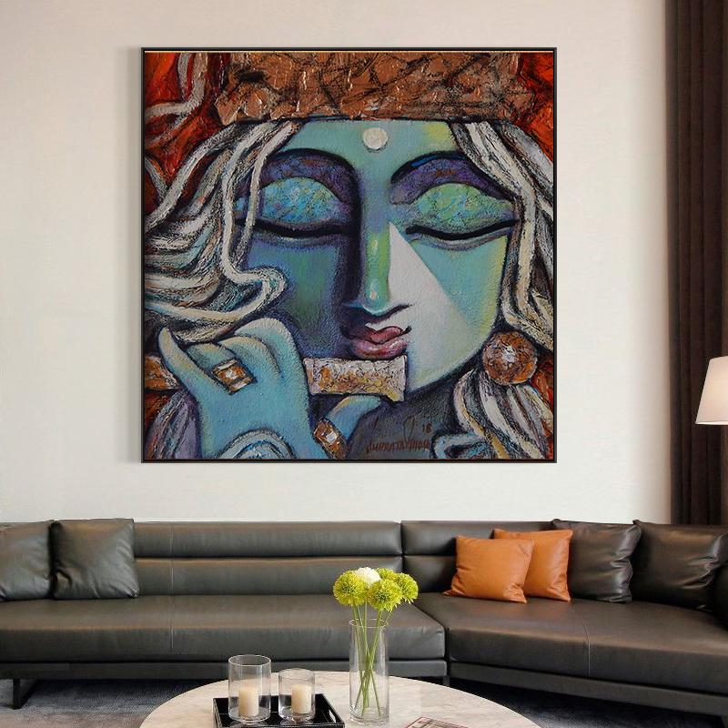 Абстрактная настенная живопись Будды Шакьямуни, религиозный буддизм, холст, живопись, индуистские художественные постеры и принты для гостиной, домашний декор