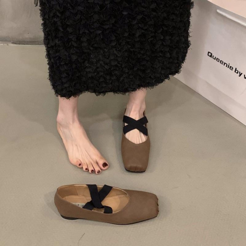 Flat ballet square head single shoes fairy shoes new spring and autumn Mary Jane evening gentle shoes