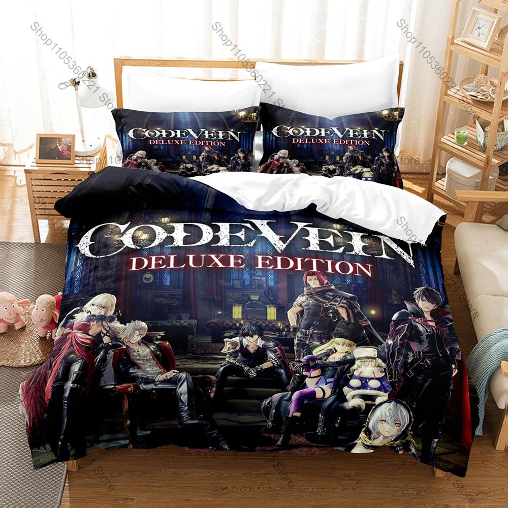 Code Vein Revenant Warriors Post-apocalyptic Dark Souls-like Anime Game HD Print Bedding Set Duvet Cover + 2 Pillowcases Gamer