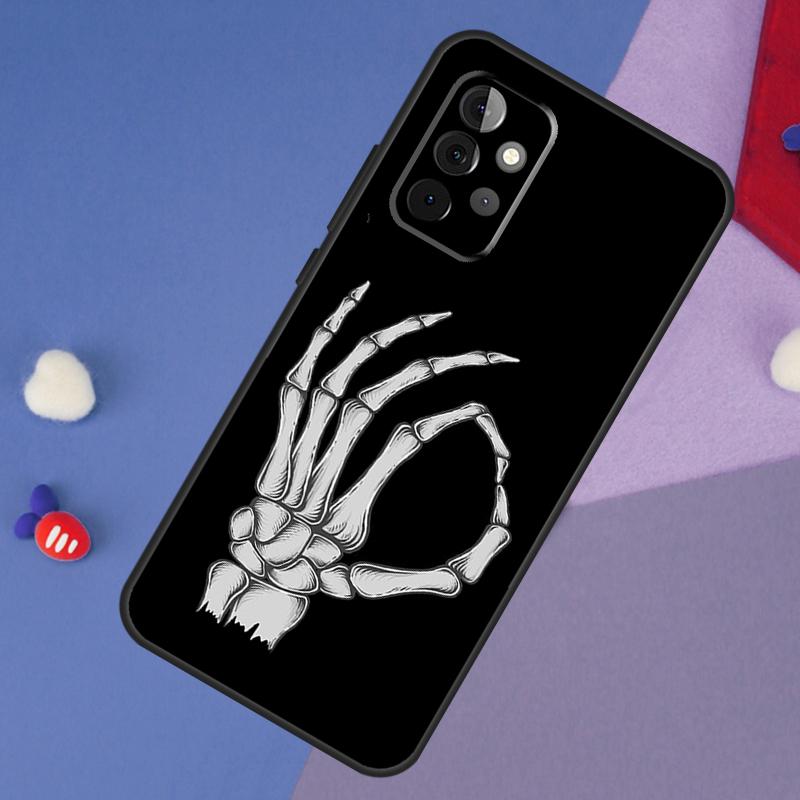 Чехол со скелетом и средним пальцем для Samsung Galaxy A14 A56 A36 A26 A16 A06 A54 A34 A12 A32 A52 A13 A33 A53 A15 A35 A55
