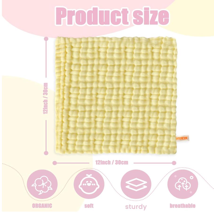 Baby Washcloths - Natural Cotton Baby Wipes - Soft Newborn Face Towel and Washcloth for Sensitive Skin, Registry As Shower, 5 P