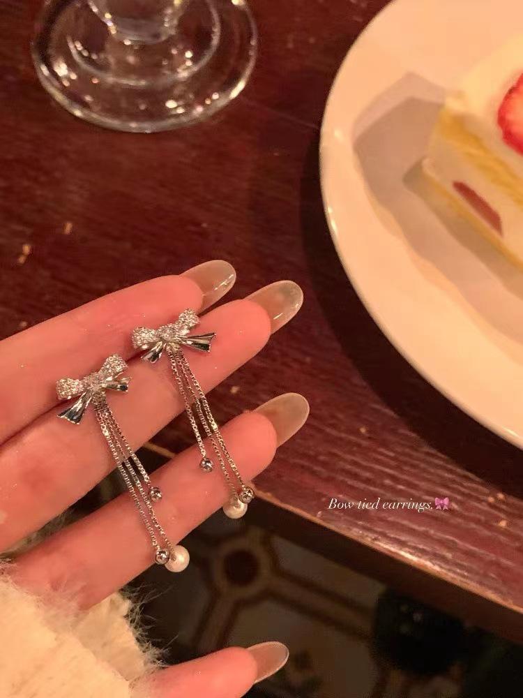 Серьги-бантики с кисточками в корейском стиле класса люкс — элегантный длинный дизайн для женщин