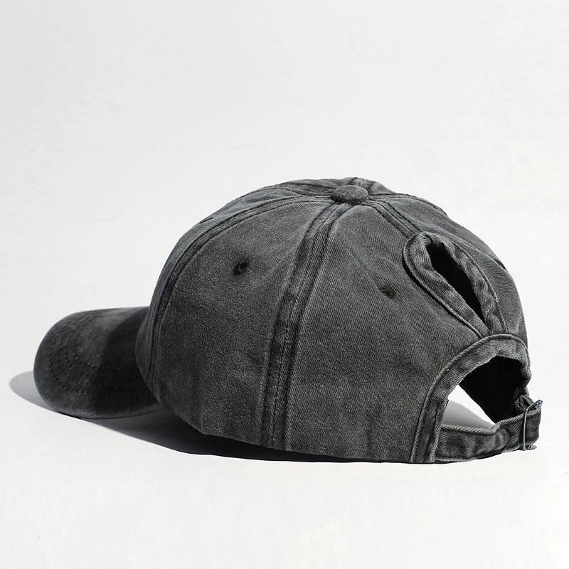 Korean-Style Washed Baseball Cap Spring and Summer Vintage Soft-Top Sun Hat Plain Distressed Denim Cap