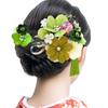 Hair Accessory Set for Furisode and Crepe Two-piece (long-sleeved Kimono) Coming-of-age Ceremonies, Kk-094, Tsumami-zaiku (green)