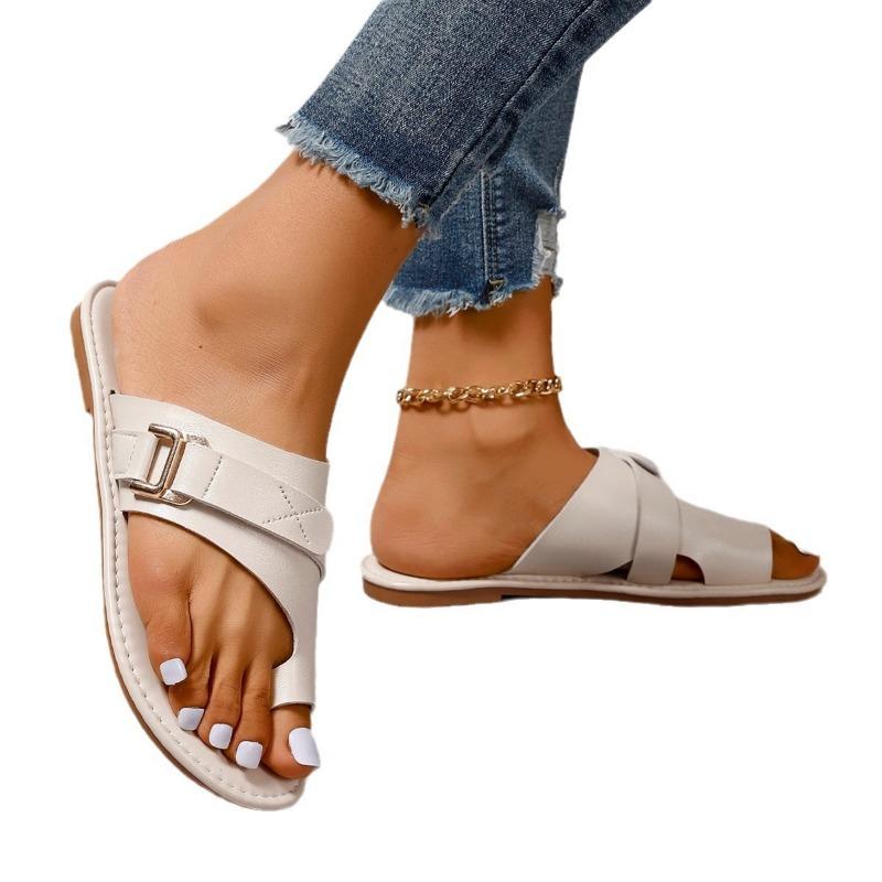 Летние новые большие размеры Set Toe повседневные модные плоские каблуки крутые женские тапочки