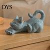 Small Animal Ornament for Shelf Stretching Kitten Figurine, Resin Cat Statue, Cute Ornament, Desktop Stress Relief Toy Compact Decoration Home Office