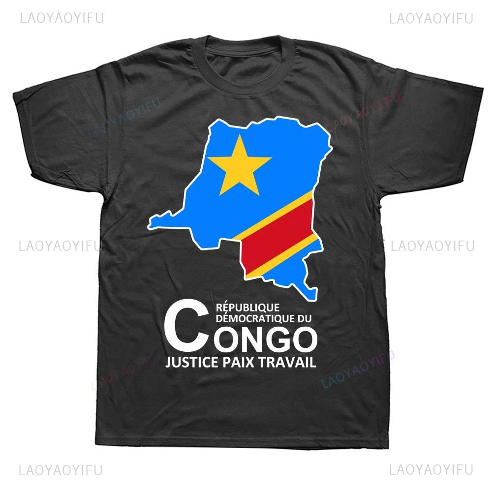 Футболка с принтом карты страны Конго COD Киншаса, с коротким рукавом, летняя модная одежда, свободная футболка, хип-хоп, кэжуал, хипстерская, мужская