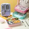 Lunch Box Containers Stainless Steel Bento Box For Adults With 4-Compartment Snack Tray, Leak-Proof Soup Bowl, Dishwasher Safe