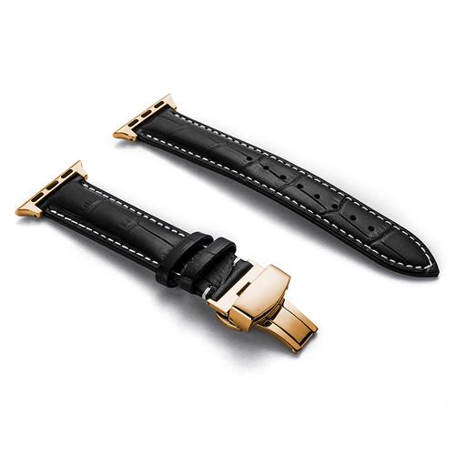 Кожаный ремешок для Apple Watch band 44мм 40мм 45мм 41мм 49мм 42мм 38мм Бабочка Пряжка Браслет iwatch серия 3 5 6 se 7 8 ultra