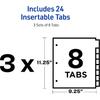 Avery ertable Pocket Plastic Divider for 3 Ring Binders, 3 Sets (8 Colors)
