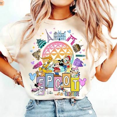 2026 Summer Tshirt Epcot Center Mickey Graphic T Shirt Unisex Unisex Fashion Cotton Casual Loose Short Sleeve