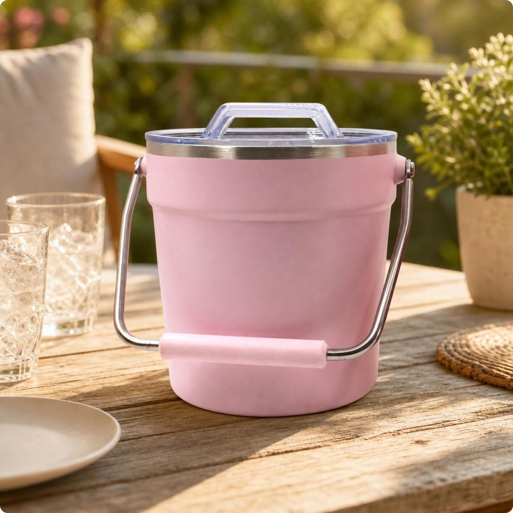 Ice Container with Lid Portable Insulated Sturdy for Countertop