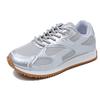 Модные женские кроссовки Модные дышащие сетчатые женские туфли Серебристые кроссовки на толстой подошве Вулканизированная обувь Удобные кроссовки для тенниса на шнуровке
