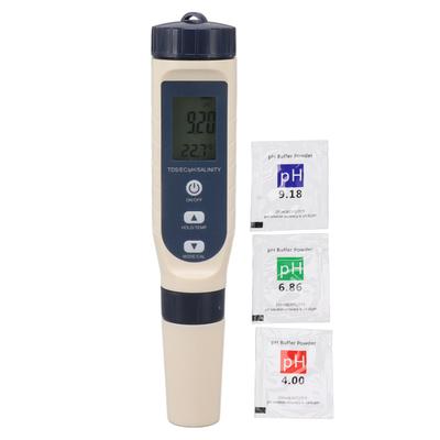 5 в 1 тестер качества воды TDS EC PH TEMP SALT IP65 водонепроницаемый многофункциональный счетчик воды с