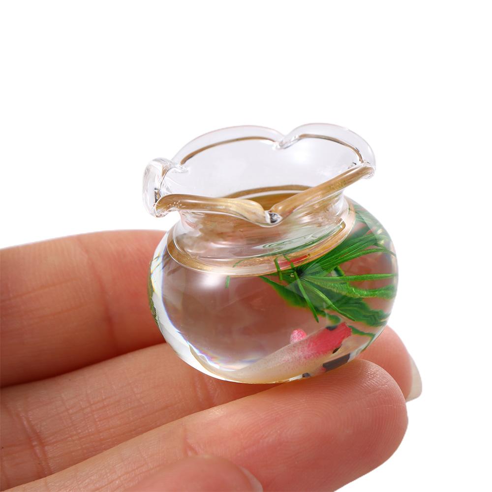 Pretend Toy Glass Fish Tank Model Miniature Fish Bowl Dollhouse Miniature Miniature Fish Tank