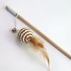 Cat Teaser Toy: Wooden Pole with Feather, Bell, and Mouse for Interactive Self-Entertainment