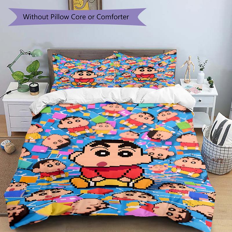 3pcs Crayon Shin-chan Duvet Cover Set - Machine Washable, Includes 1 Duvet Cover and 2 Pillowcases, No Core Included yy251022199