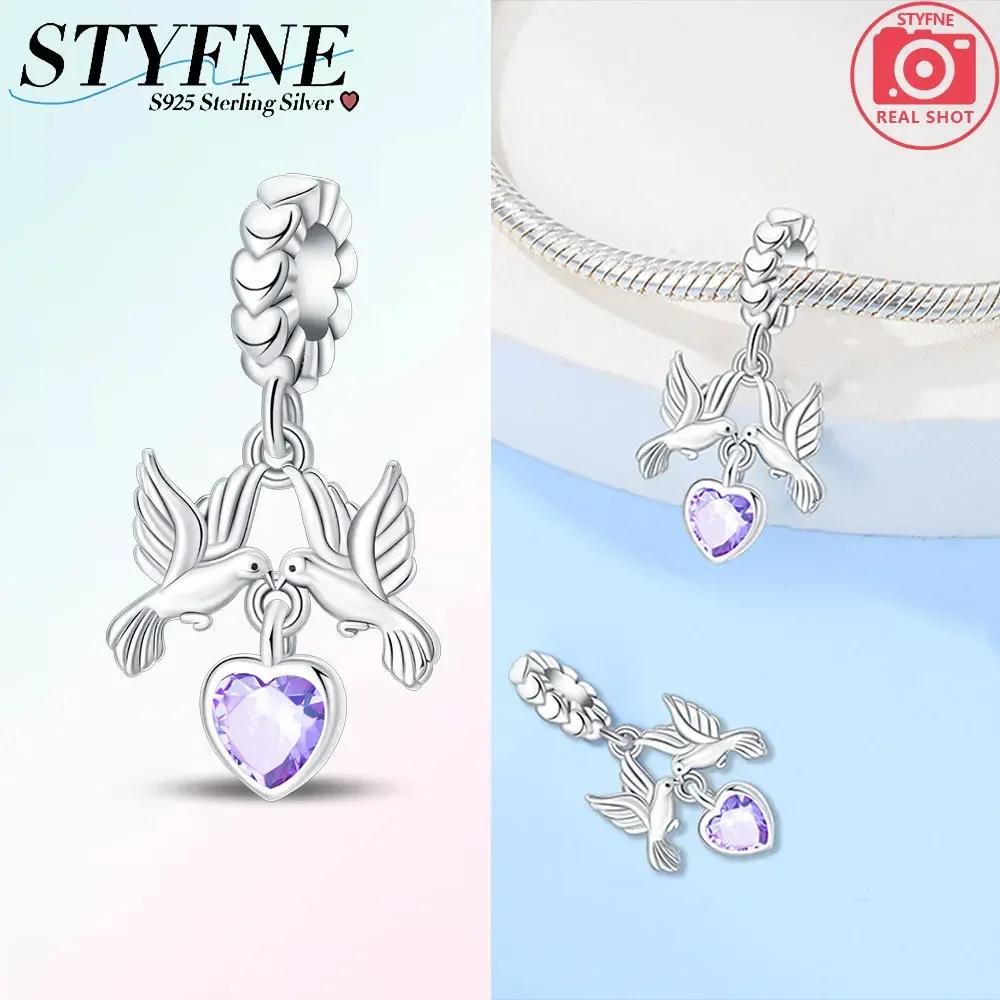 Exquisite Original Charms Copper Green Zircon Flower Bird Heart Wings Beads Fit Bracelet Women Jewelry Diy Gifts