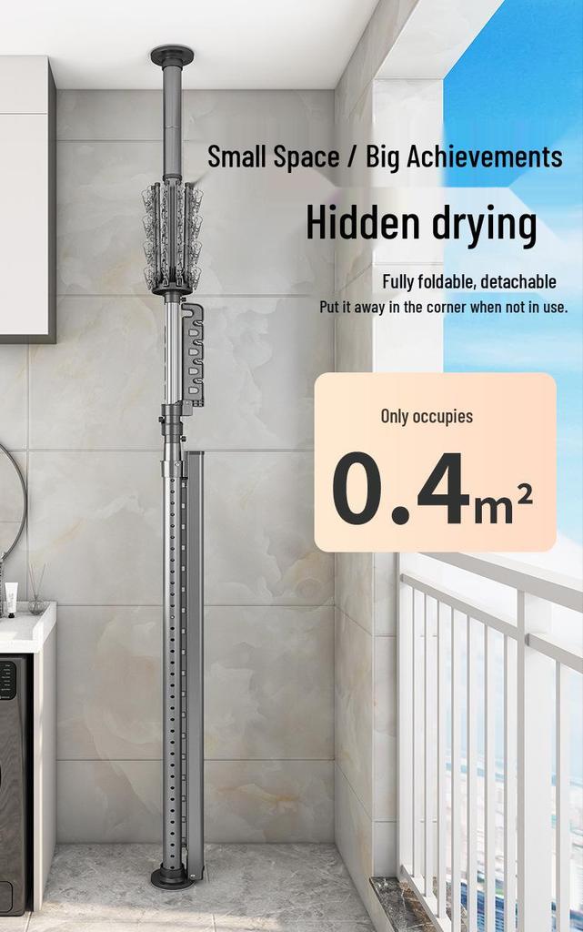 Telescopic Floor-to-Ceiling Clothes Drying Rack - No-Punch, Free-Standing