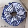 Trend Blue Striped Cloth Scrunchies Women Girls Elastic Hair Rubber Bands Accessories Tie Hair Ring Rope Headdress Headwear