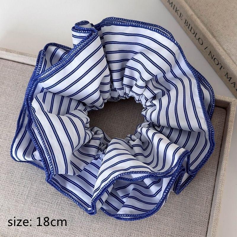 Trend Blue Striped Cloth Scrunchies Women Girls Elastic Hair Rubber Bands Accessories Tie Hair Ring Rope Headdress Headwear
